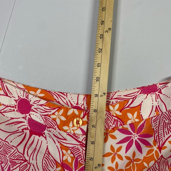 Vintage Lilly Pulitzer Pants Womens 2 Pink Capri Floral Chino Slit Cotton Preppy - Picture 9 of 11